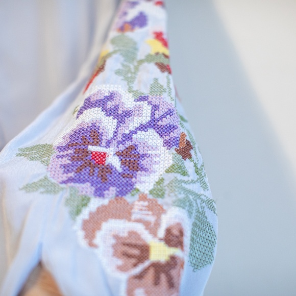 Floral Embroidered Light Blue Dress - Picture 3 of 7